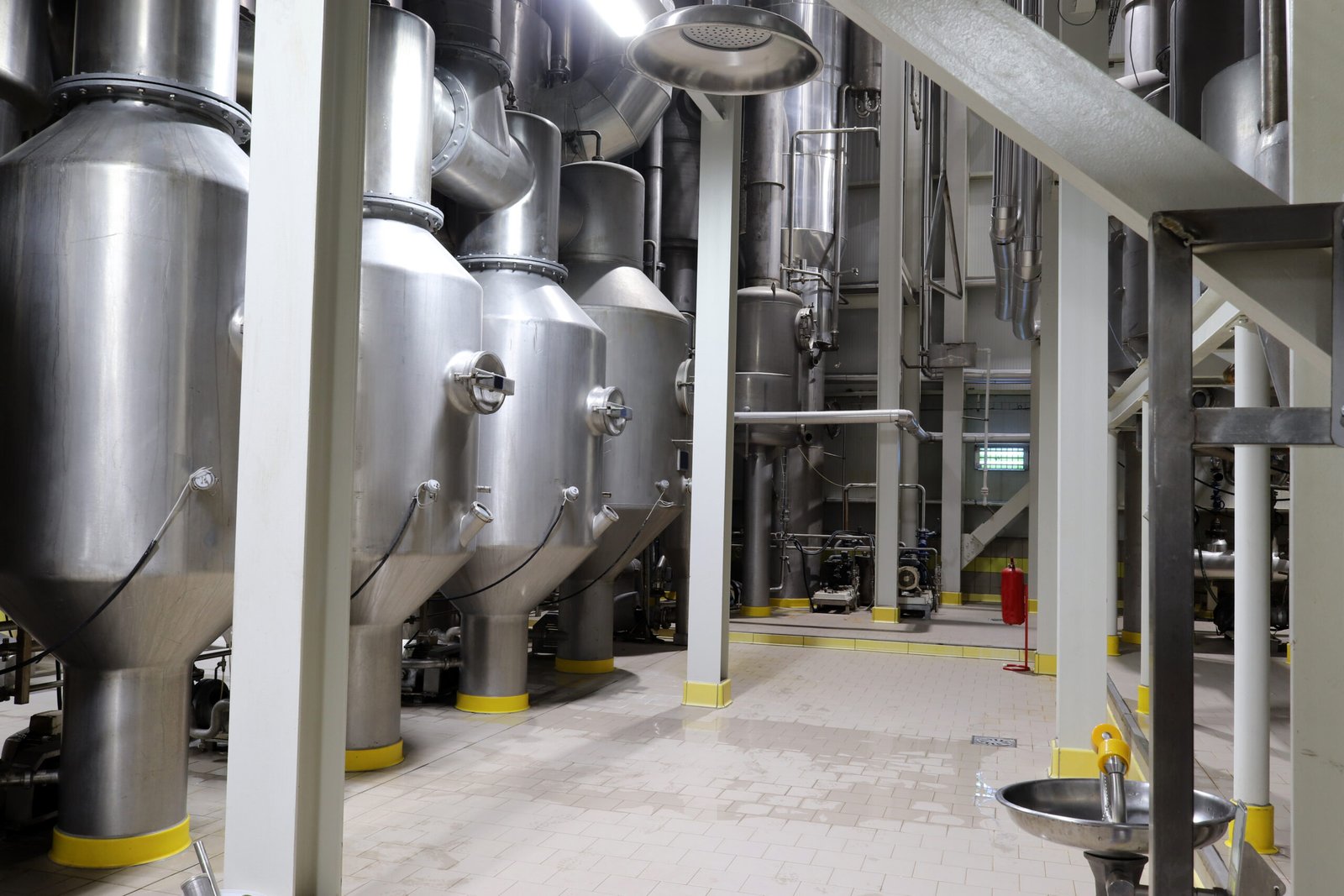 inside the dairy factory. food processing plant.