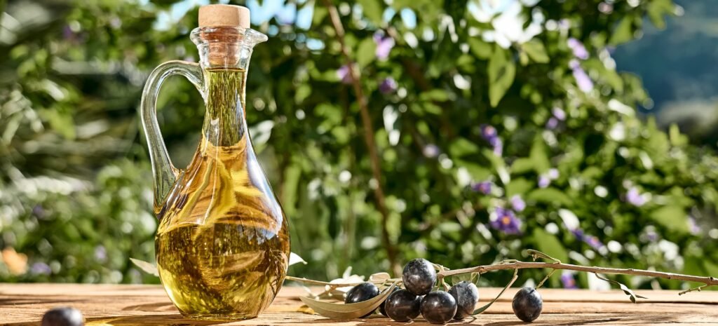 olive oil and olives on wooden table 2026 01 08 07 23 28 utc